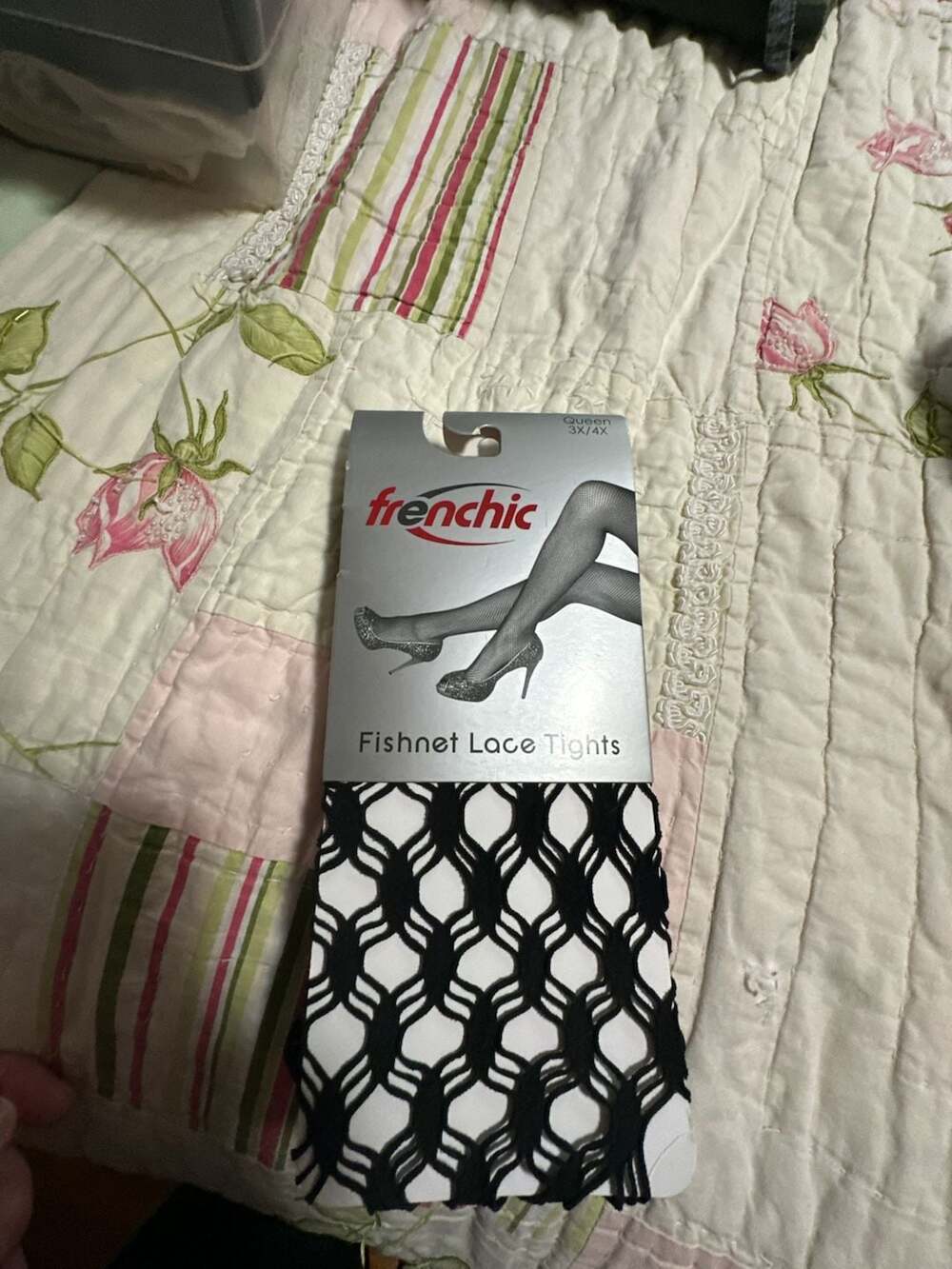 Frenchic Fishnet Lace Tights Size Queen 3X/4X Black
